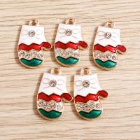 Zinc Alloy Christmas Pendants, Christmas Glove, Christmas Design & DIY & enamel & with rhinestone, multi-colored 