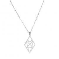 Edelstahl Schmuck Halskette, 304 Edelstahl, mit Verlängerungskettchen von 5, Rhombus, 18K vergoldet, Modeschmuck & unisex & hohl, keine, 35.9x20.4mm, Länge:45 cm, verkauft von PC