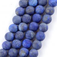 Natural Lapis Lazuli Beads, Round, DIY & frosted, blue Approx 37-39 cm 