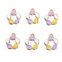 Zinc Alloy Enamel Pendants, Flower, gold color plated, Unisex & hollow, mixed colors Approx 