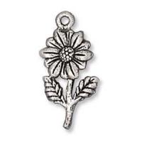 Zinklegierung Blume Anhänger, silberfarben plattiert, unisex, 9.7x20.6mm, ca. 100PCs/Tasche, verkauft von Tasche