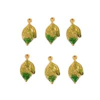 Pendentifs feuilles en alliage de zinc , Placage de couleur d'or, unisexe, vert Environ Vendu par sac