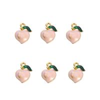 Zinc Alloy Enamel Pendants, Peach, gold color plated, Unisex, pink Approx 