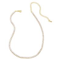 Cúbicos circón Collar de latón Micro pavimenta, metal, con 3.94 extender cadena, 18K chapado en oro, micro arcilla de zirconia cúbica & para mujer, más colores para la opción, longitud:12.4 Inch, Vendido por UD