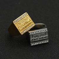 Strass Edelstahl Fingerring, 304 Edelstahl, Vakuum-Ionen-Beschichtung, unisex & verschiedene Größen vorhanden & mit Strass, keine, 18mm, verkauft von PC