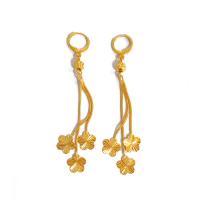 Fashion Fringe Earrings, Messing, Plum Blossom, goldfarben plattiert, Modeschmuck & für Frau, goldfarben, 10x80mm, verkauft von Paar