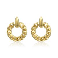 Brass Stud Earring, real gold plated & for woman, gold 