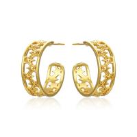 Brass Stud Earring, real gold plated & for woman, gold 