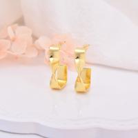 Brass Stud Earring, real gold plated & for woman, gold 