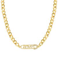 Cúbicos circón Collar de latón Micro pavimenta, metal, chapado en color dorado, micro arcilla de zirconia cúbica & para mujer, dorado, longitud:46 cm, Vendido por UD