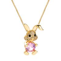 Cubic Zircon Micro Pave Brass Necklace, gold color plated & micro pave cubic zirconia & for woman, gold cm 