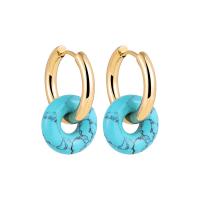 Huggie Hoop Drop Earring, Acier inoxydable 304, avec Pierre naturelle, bijoux de mode & pour femme, plus de couleurs à choisir Vendu par paire