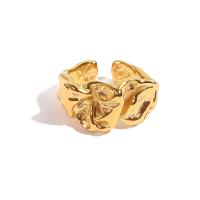 304 Edelstahl Manschette Fingerring, Vakuum-Ionen-Beschichtung, Modeschmuck & für Frau, goldfarben, 14x22mm, verkauft von PC