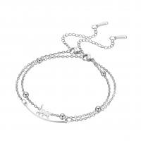 Edelstahl Charm Armband, 304 Edelstahl, mit Verlängerungskettchen von 5, plattiert, Modeschmuck & für Frau, keine, 30.8x8.8mm, Länge:17 cm, verkauft von PC