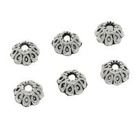 Zinc Alloy Bead Caps, Flower, antique silver color plated, DIY, 7mm, Approx 