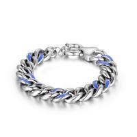 Stainless Steel Chain Bracelets, 304 Stainless Steel, polished, fashion jewelry & Unisex & enamel 13.76mm Approx 21 cm 