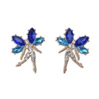 Zinc alliage strass Stud Earring, alliage de zinc, Schtroumpfs, Placage de couleur d'or, bijoux de mode & pour femme & avec strass, plus de couleurs à choisir Vendu par paire