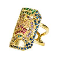 Cubic Zirconia Micro Pave Brass Finger Ring, gold color plated, Adjustable & micro pave cubic zirconia & for woman 