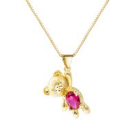 Cúbicos circón Collar de latón Micro pavimenta, metal, Oso, chapado en color dorado, micro arcilla de zirconia cúbica & para mujer, más colores para la opción, 22x11mm, longitud:47 cm, Vendido por UD