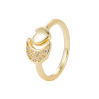 Cubic Zirconia Micro Pave Brass Finger Ring, gold color plated, Adjustable & micro pave cubic zirconia & for woman, gold, 20mm 