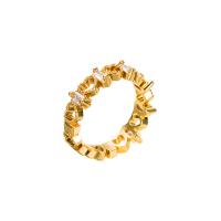 Cubic Zirconia Micro Pave Brass Finger Ring, gold color plated & micro pave cubic zirconia & for woman, gold, 20mm 