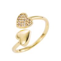 Cubic Zirconia Micro Pave Brass Finger Ring, gold color plated, Adjustable & micro pave cubic zirconia & for woman 20mm 