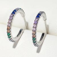 Befestiger Zirkonia Messing Ohrring, platiniert, Micro pave Zirkonia & für Frau, 15mm, verkauft von Paar