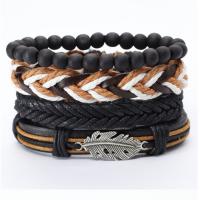 PU Leather Bracelet Set, with Cowhide & Zinc Alloy, 4 pieces & fashion jewelry & Unisex Approx 17-18 cm 