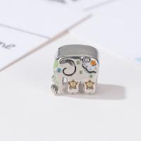 Enamel Zinc Alloy European Beads, Elephant, silver color plated, Christmas Design & DIY, multi-colored, 10-15mm 