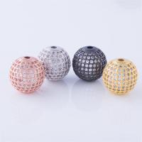 Cubic Zirconia Micro Pave Brass Beads, Round, plated, DIY & micro pave cubic zirconia 14mm Approx 2.3mm 