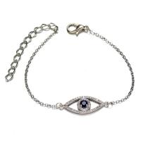 Cubic Zirconia Micro Pave Brass Bracelet, Evil Eye, plated, micro pave cubic zirconia & for woman .84 Inch 