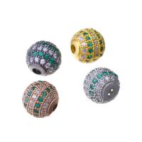 Cubic Zirconia Micro Pave Brass Beads, Round, plated, DIY & micro pave cubic zirconia 10mm Approx 2mm 