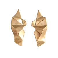 Brass Stud Earring, irregular, plated, for woman 