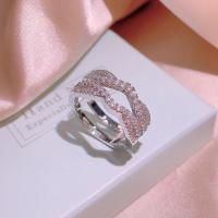 Cubic Zirconia Micro Pave Brass Finger Ring & micro pave cubic zirconia & for woman, original color 