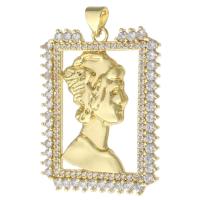 Colgante de Micro Pavé de Zirconía Cúbica, metal, personaje, chapado en color dorado, Bricolaje & micro arcilla de zirconia cúbica, dorado, 26x33.5x2mm, agujero:aproximado 3mm, Vendido por UD