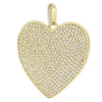 Colgante de Micro Pavé de Zirconía Cúbica, metal, Corazón, chapado en color dorado, Bricolaje & micro arcilla de zirconia cúbica, dorado, 30.5x30x2.5mm, agujero:aproximado 3mm, Vendido por UD