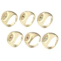 Cubic Zirconia Micro Pave Brass Finger Ring, gold color plated, fashion jewelry & evil eye pattern & micro pave cubic zirconia 14mm,2mm, US Ring 