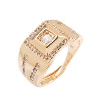 Cubic Zirconia Micro Pave Brass Finger Ring, gold color plated, Adjustable & micro pave cubic zirconia & for man, gold, 20mm 