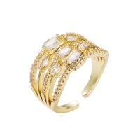 Cubic Zirconia Micro Pave Brass Finger Ring, gold color plated, Adjustable & micro pave cubic zirconia & for woman, gold, 20mm 