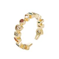 Cubic Zirconia Micro Pave Brass Finger Ring, gold color plated, Adjustable & micro pave cubic zirconia & for woman 20mm 