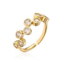 Cubic Zirconia Micro Pave Brass Finger Ring, real gold plated, Adjustable & micro pave cubic zirconia & for woman 