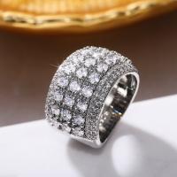 Cubic Zirconia Micro Pave Brass Finger Ring, Geometrical Pattern, platinum plated & micro pave cubic zirconia & for woman, 14.5mm, US Ring 