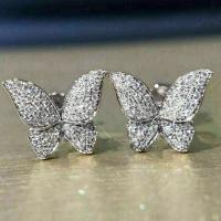 Befestiger Zirkonia Messing Ohrring, Schmetterling, plattiert, Micro pave Zirkonia & für Frau, keine, 11.5mm, verkauft von Paar