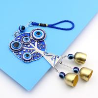 alliage de zinc Windbell, avec chalumeau, Mauvais œil, Placage, bijoux de mode & autocollant époxyde, bleu, 285mm, Vendu par PC