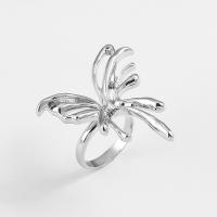 Zinc Alloy Finger Ring, Butterfly, silver color plated, fashion jewelry & for woman, US Ring 