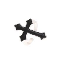 Zinc Alloy Finger Ring, Cross, platinum color plated, fashion jewelry & Unisex, black, 1.7cm 