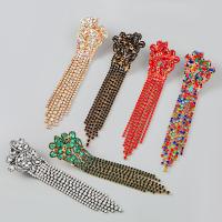 Zink Legierung Strass Tropfen Ohrring, Zinklegierung, Modeschmuck & für Frau & mit Strass, keine, 109x31mm, verkauft von Paar