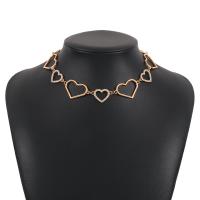 Collar de aleación de cinc con diamantes de imitación, aleación de zinc, Corazón, chapado, Joyería & para mujer & hueco, más colores para la opción, longitud:38-44.5 cm, Vendido por UD