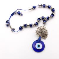 Evil Eye Bracelet Bijoux, laiton, avec chalumeau, paon, Placage de couleur argentée, unisexe & motif de mauvais œil Environ 7 pouce, Vendu par PC