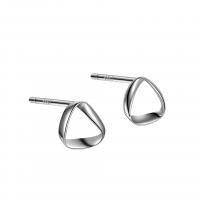 Sterling Silver Stud Earring, Argent sterling 925, Placage de couleur platine, pour femme & creux, 6.5mm, Vendu par paire